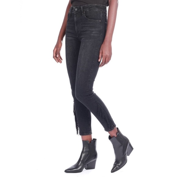 Levi's 721 High Rise Fringe Ankle Grey Slim Skinny Fit Jeans Women's Size 24 - Picture 9 of 9